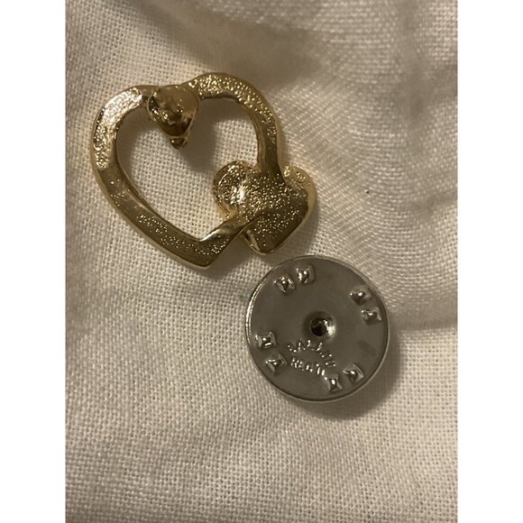 Double Gold-Tone Heart-Shaped Pin Brooch - Picture 3 of 3